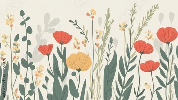 Fototapeta Floral Meadow: A Burst of Springtime Colors