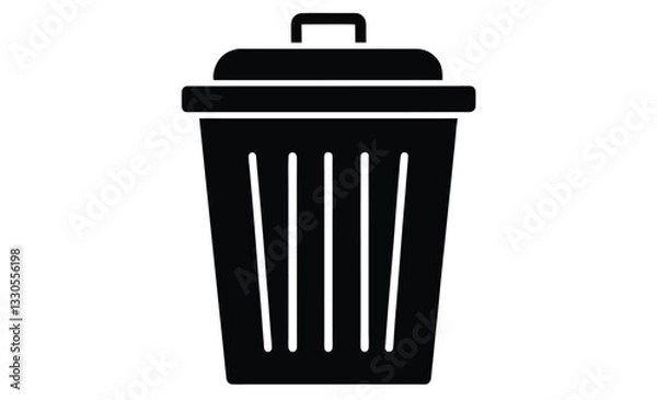 Fototapeta Garbage container icon, simple and unobtrusive Trash Bin dust bin vector silhouette illustration isolated in white background   