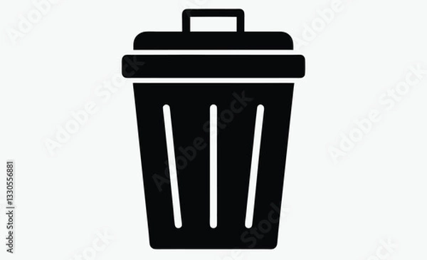Fototapeta Garbage container icon, simple and unobtrusive Trash Bin dust bin vector silhouette illustration isolated in white background   