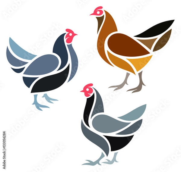 Fototapeta Stylized Chicken - Hens