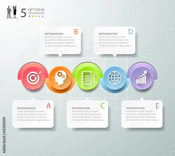 Fototapeta Abstract 3d infographic 5 options,  Business concept infographic