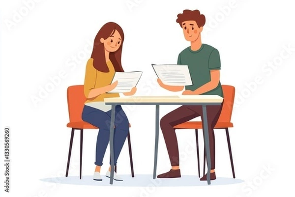 Obraz Couple discussing documents over coffee