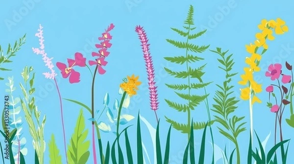 Obraz Vibrant Meadow: A Colorful Springtime Floral Display