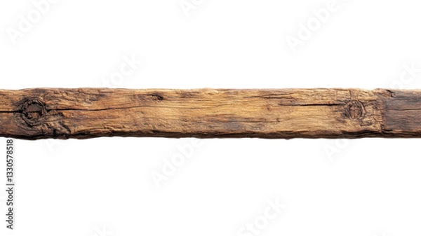 Obraz Old wooden beam with natural texture and age marks displayed against a white background