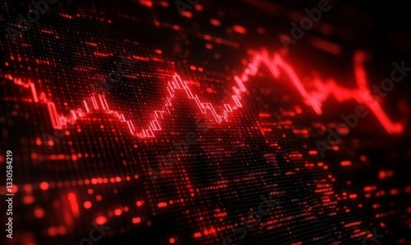 Obraz a red stock market chart showing a decline in the stock price.