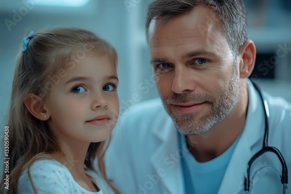 Obraz a doctor and a child looking at the camera, concept of healthcare, and health.