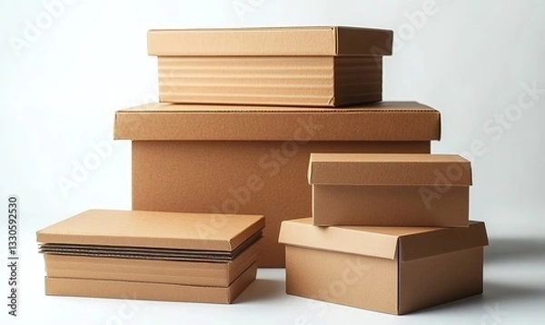 Fototapeta cardboard boxes arranged on top of each other.