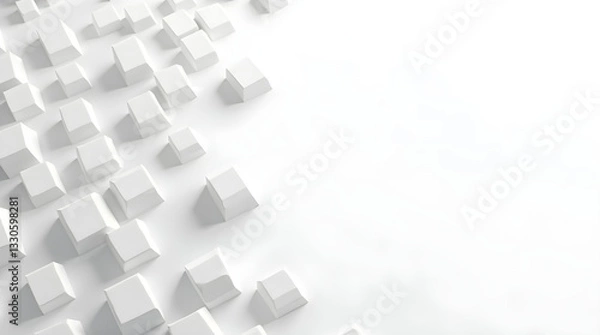 Fototapeta Minimalist White on White 3D Geometric Shapes Abstract Architecture Background