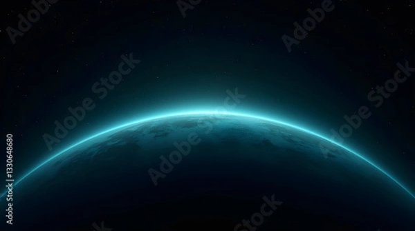 Fototapeta Epic Blue Glowing Horizon Space Planet View