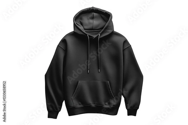 Fototapeta Realistic blank black hoodie mockup isolated on a transparent background. PNG file.