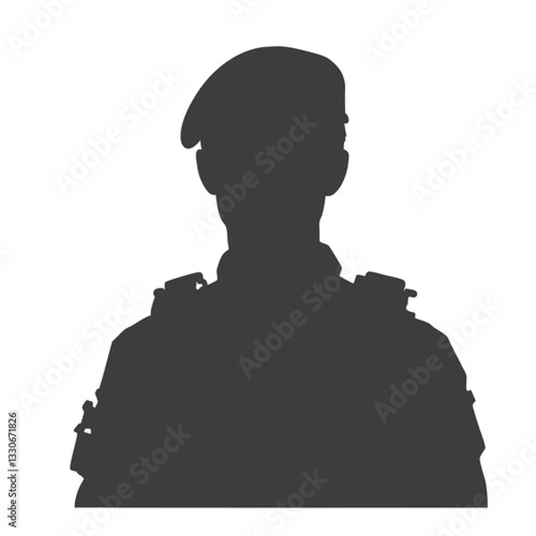 Fototapeta Soldier silhouette vector, powerful military-inspired icon for branding, defense, and security-related media