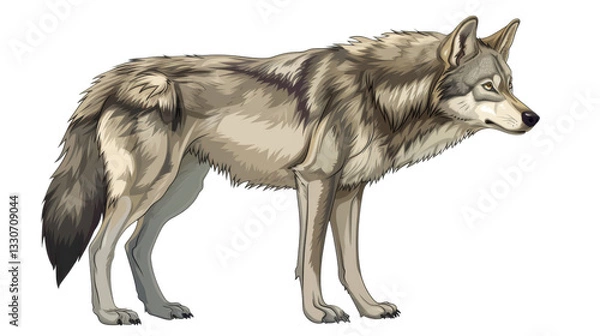 Obraz Gray wolf standing on transparent background