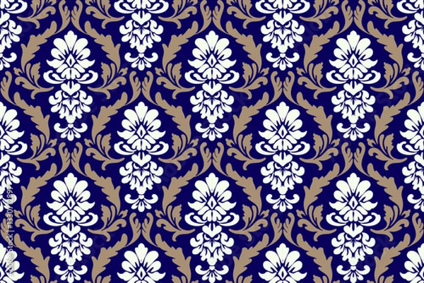 Fototapeta Damask seamless pattern. damask floral seamless pattern vector illustration, Aztec style,baroque pattern.design for texture,fabric,clothing,wrapping, wallpaper, carpet.