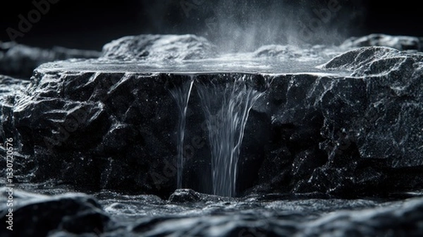 Obraz Water cascading over rough rocks