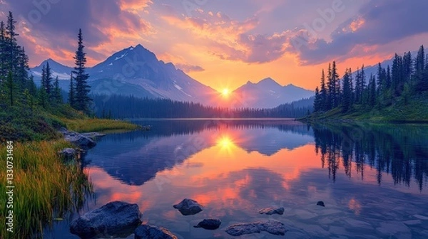 Obraz Vibrant National Park Landscape at Sunset - Image 7 of 12 - 5824 x 3264 19MP - created by AI