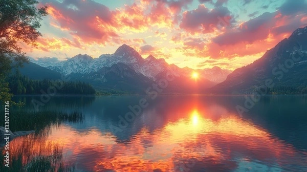 Obraz Vibrant National Park Landscape at Sunset - Image 10 of 12 - 5824 x 3264 19MP - created by AI