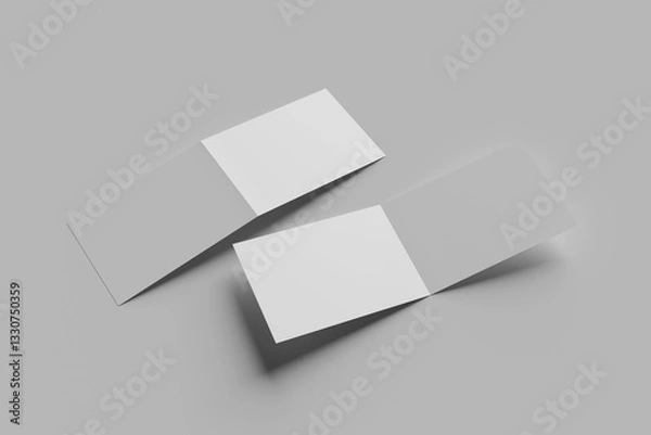 Obraz Blank A4 landscape bi-fold brochure for mockup - 3D illustration