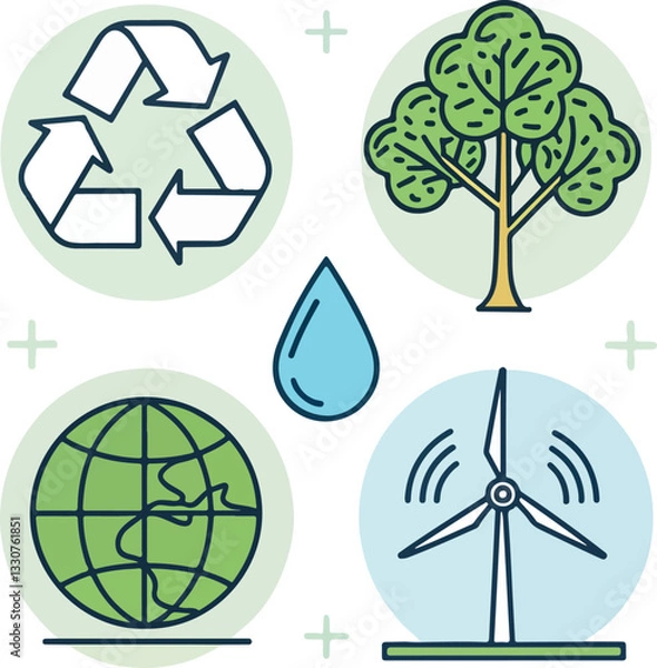 Fototapeta  Ecology Icons Set – Editable Stroke Vector Illustration