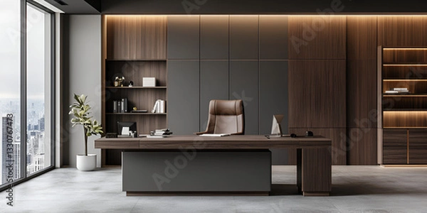 Fototapeta Modern Minimalist Workspace Focused on Clarity and Functionality