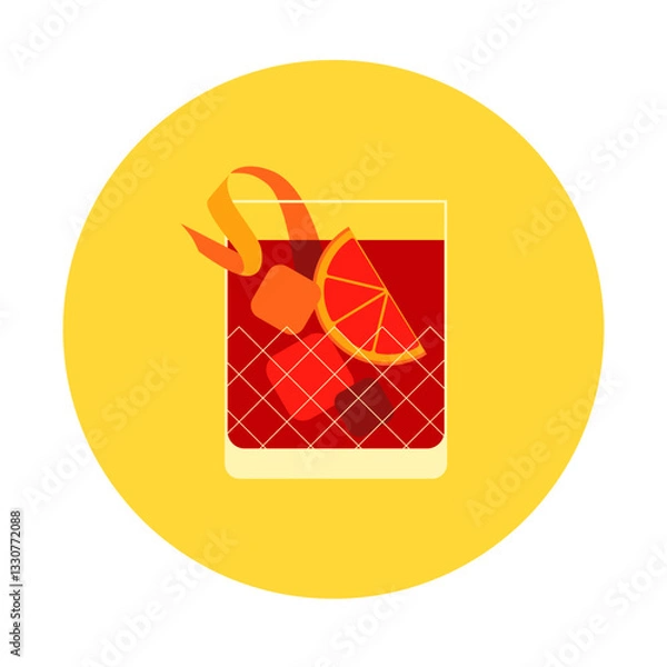 Obraz A vector illustration of a negroni cocktail in a glass, in a minimalist decorative style