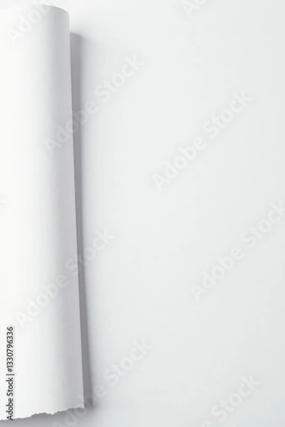 Fototapeta Crisp white paper fragment, uneven tear, clean edges , studio shot, paper