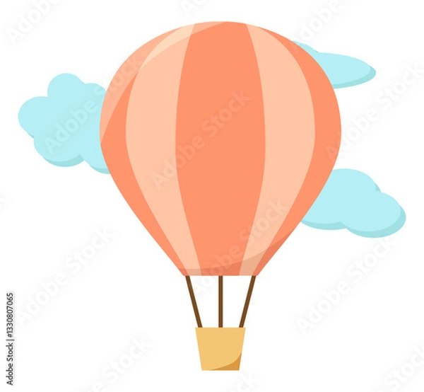 Obraz オレンジ色の気球が空に浮かんでいるイラスト