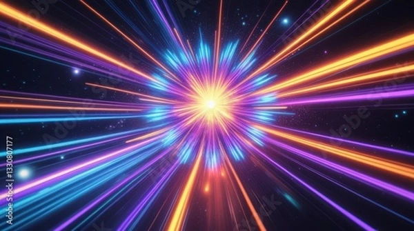 Fototapeta Vibrant high-resolution digital artwork depicts stunning futuristic data streams