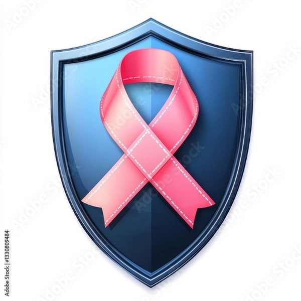 Fototapeta Shield with awareness ribbon icon isolated on white background
