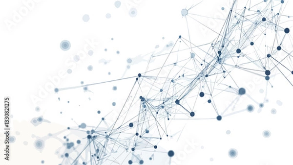 Fototapeta The image is an abstract representation of a network connection. It features a complex arrangement of interconnected lines and points against a white background.  The lines are thin and vary in