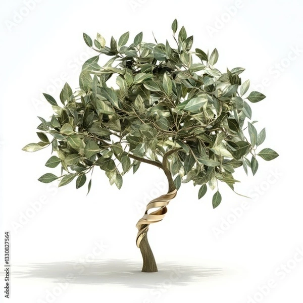 Fototapeta Tree with ribbon-shaped leaves isolated on white background