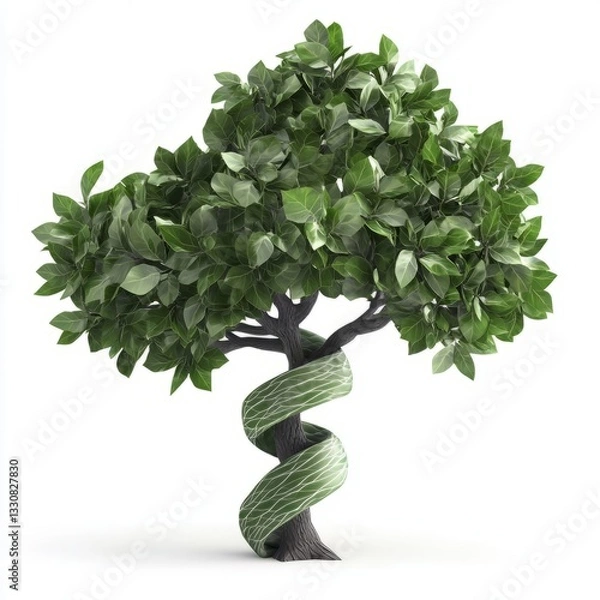 Fototapeta Tree with ribbon-shaped leaves isolated on white background