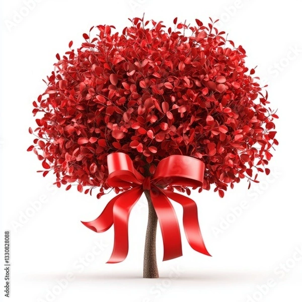 Fototapeta Tree with ribbon-shaped leaves isolated on white background