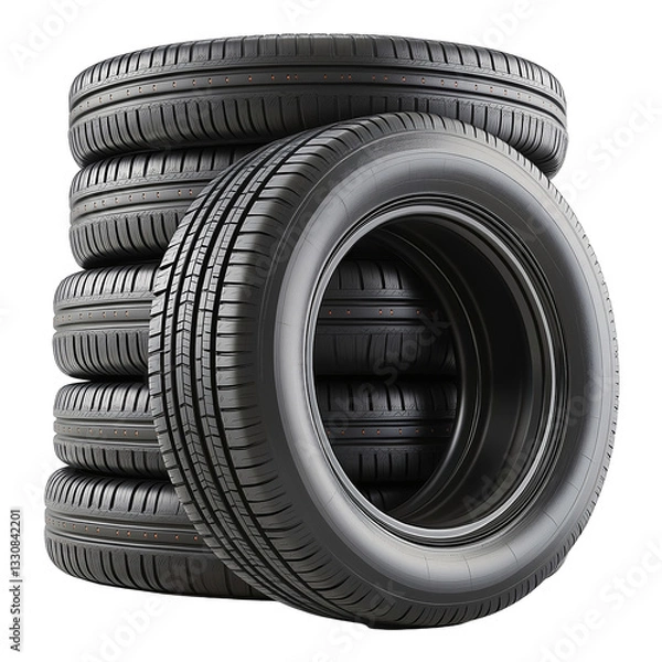 Fototapeta High-Quality Automotive Tires Stack: Durable Rubber Wheels for Optimal Road Safety and Performance