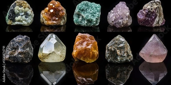 Fototapeta A collection of high-end gemstones, each reflecting different colors and textures