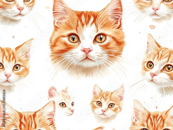 Fototapeta cat seamless pattern 