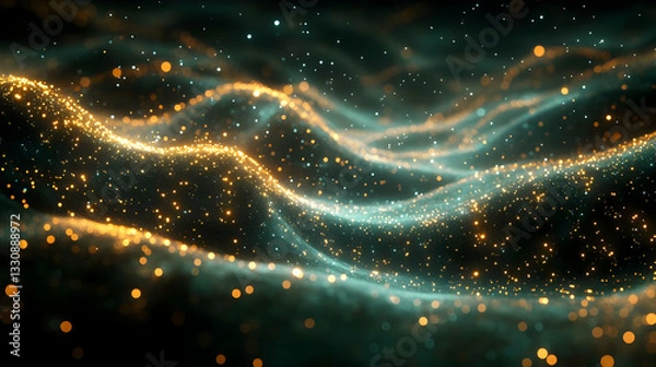 Fototapeta Abstract Glowing Gold Particles Design