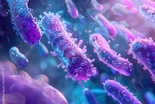 Fototapeta Visual Representation of the UltraViolet Light Disinfection Process on Pathogens