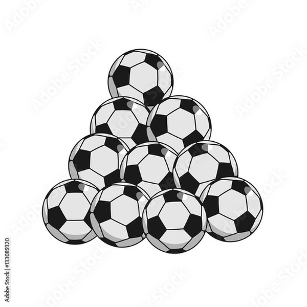 Fototapeta Pile Soccer ball isolated. Lot of Football balls for games