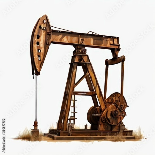 Fototapeta an AI Image Generator, Rustic Oil Pump Jack Machinery Against