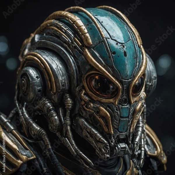 Fototapeta An alien insectoid helmet with mandibles.