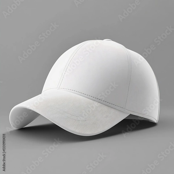 Fototapeta Sleek angled view of a white cap emphasizing the contours and premium texture for apparel marketing and product photography : Generative AI