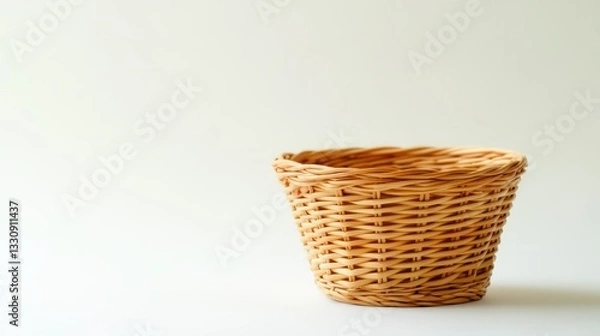 Fototapeta A set of small wicker storage baskets arranged in a minimalist design, surrounded by clean background space for text.
