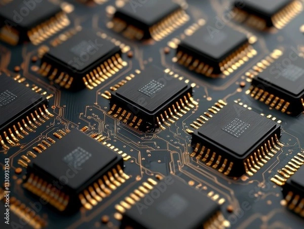 Fototapeta Envision a groundbreaking global network, where quantum AI processors intertwine seamlessly, creating an unprecedented landscape of computational power and cognitive capabilities Imagine floating