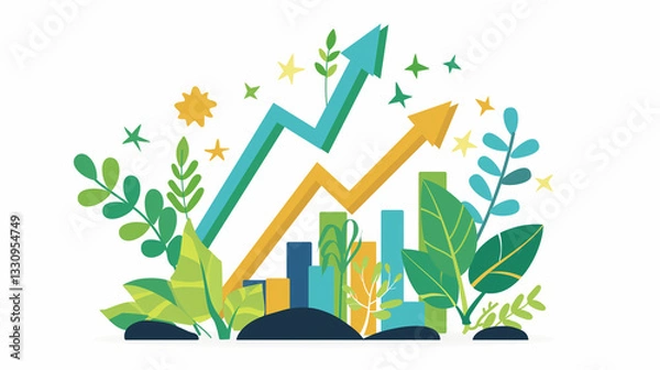 Fototapeta Flat Design Business Growth Illustration - フラットデザインのビジネス成長イラスト