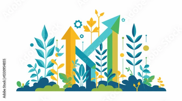 Fototapeta Flat Design Business Growth Illustration - フラットデザインのビジネス成長イラスト