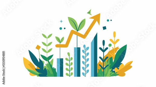 Fototapeta Flat Design Business Growth Illustration - フラットデザインのビジネス成長イラスト