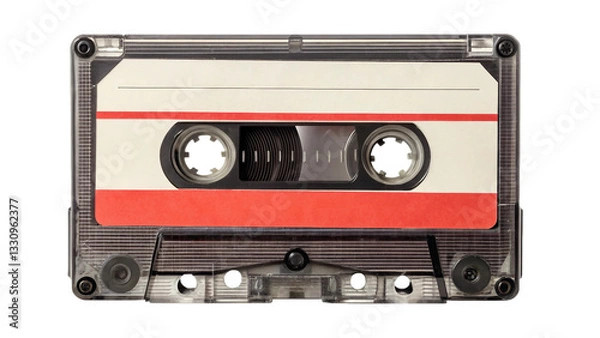 Obraz Single vintage or old retro cassette tape isolated on white. Suitable for marketing or business purposes. PNG file