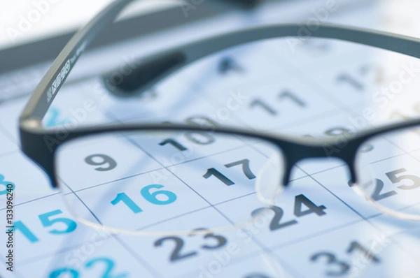 Obraz Calendar with glasses,New year work time