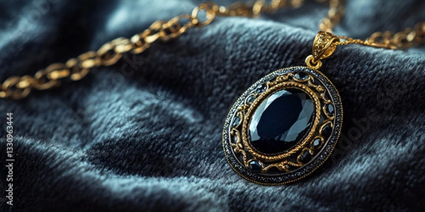 Obraz Elegant Pendant Necklace on a Soft Velvet Surface for Luxury Jewelry Display