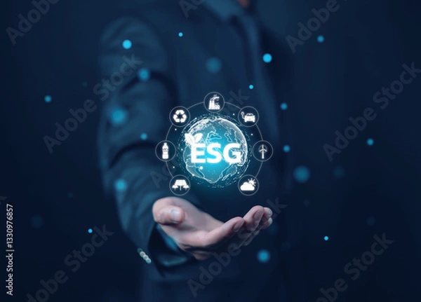 Fototapeta 
ESG The concept of helping the world Sustainable corporate development Environmental and social accounting ESG concept of environment, society and governance 